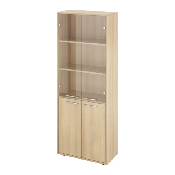 Шкаф закрытый со стеклом 700х338х1845 (КЦ14+КЦ17*2+КЦ40*2+ДБ48*2) Канцлер (КЦ28) — арт. MONOLIT-P-363CD6C09929