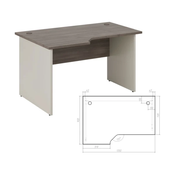 Стол эргономичный левый Нью лайн (New Line) 135 × 90 × 75 см