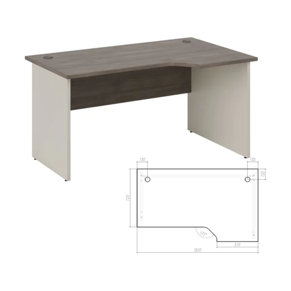Стол эргономичный правый Нью лайн (New Line) 150 × 90 × 75 см