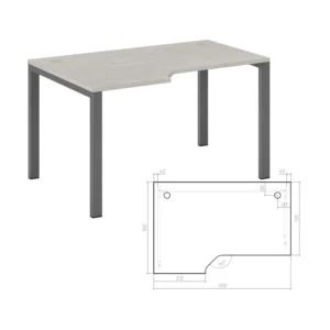 Стол эргономичный левый на металлоопорах Нью лайн (New Line) 135 × 90 × 75 см — арт. NLN36322424