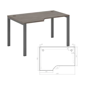Стол эргономичный левый на металлоопорах Нью лайн (New Line) 135 × 90 × 75 см — арт. NLN36322434