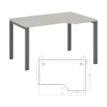 Стол эргономичный правый на металлоопорах Нью лайн (New Line) 135 × 90 × 75 см — арт. NLN36322524