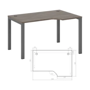 Стол эргономичный правый на металлоопорах Нью лайн (New Line) 135 × 90 × 75 см — арт. NLN36322534