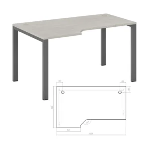 Стол эргономичный левый на металлоопорах Нью лайн (New Line) 150 × 90 × 75 см — арт. NLN36322624