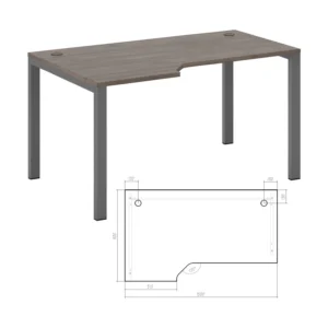 Стол эргономичный левый на металлоопорах Нью лайн (New Line) 150 × 90 × 75 см — арт. NLN36322634