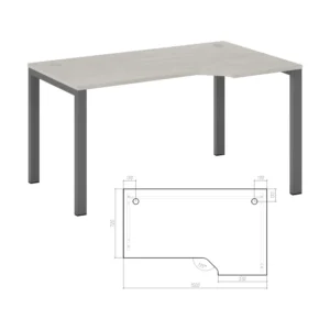 Стол эргономичный правый на металлоопорах Нью лайн (New Line) 150 × 90 × 75 см — арт. NLN36322724