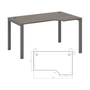 Стол эргономичный правый на металлоопорах Нью лайн (New Line) 150 × 90 × 75 см — арт. NLN36322734