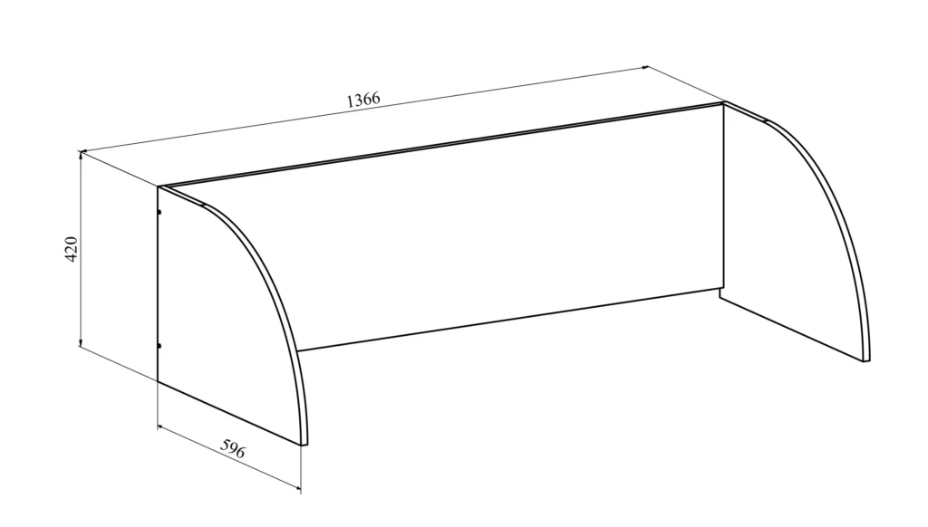 Схема размеров Надстройка для стола 136.6 × 59.6 × 42 см Compass Офис (OF-42)