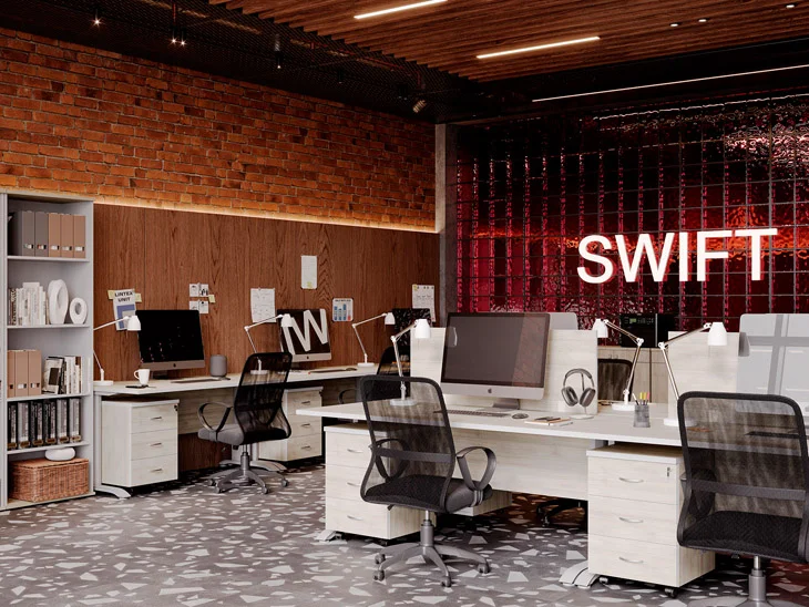 Серия офисной мебели Свифт (Swift) в рабочей зоне офиса — вариант 1