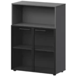 Шкаф средний с нишей со стеклом в ал. рамке Кортез (СМШ38.28RS) 79.2 × 38 × 119 см — Графит