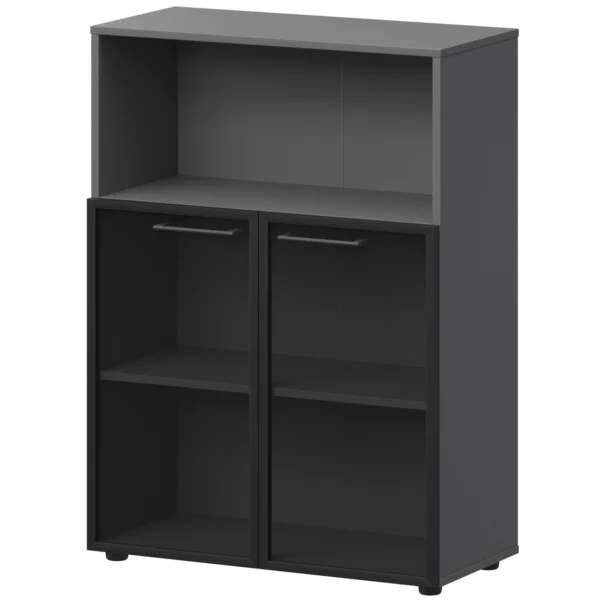 Шкаф средний с нишей со стеклом в ал. рамке Кортез (СМШ38.28RS) 79.2 × 38 × 119 см — арт. SIMFI-35173