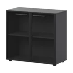 Шкаф низкий со стеклом в ал. рамке Кортез (СМШ28RS) 79.2 × 38 × 81.1 см