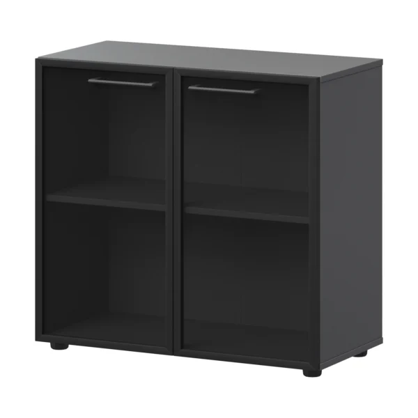 Шкаф низкий со стеклом в ал. рамке Кортез (СМШ28RS) 79.2 × 38 × 81.1 см