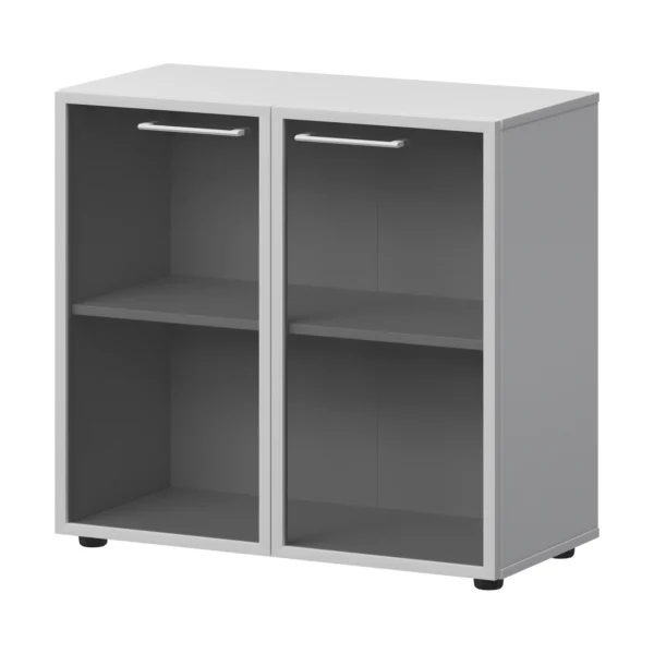 Шкаф низкий со стеклом в ал. рамке Кортез (СМШ28RS(Б)) 79.2 × 38 × 81.1 см