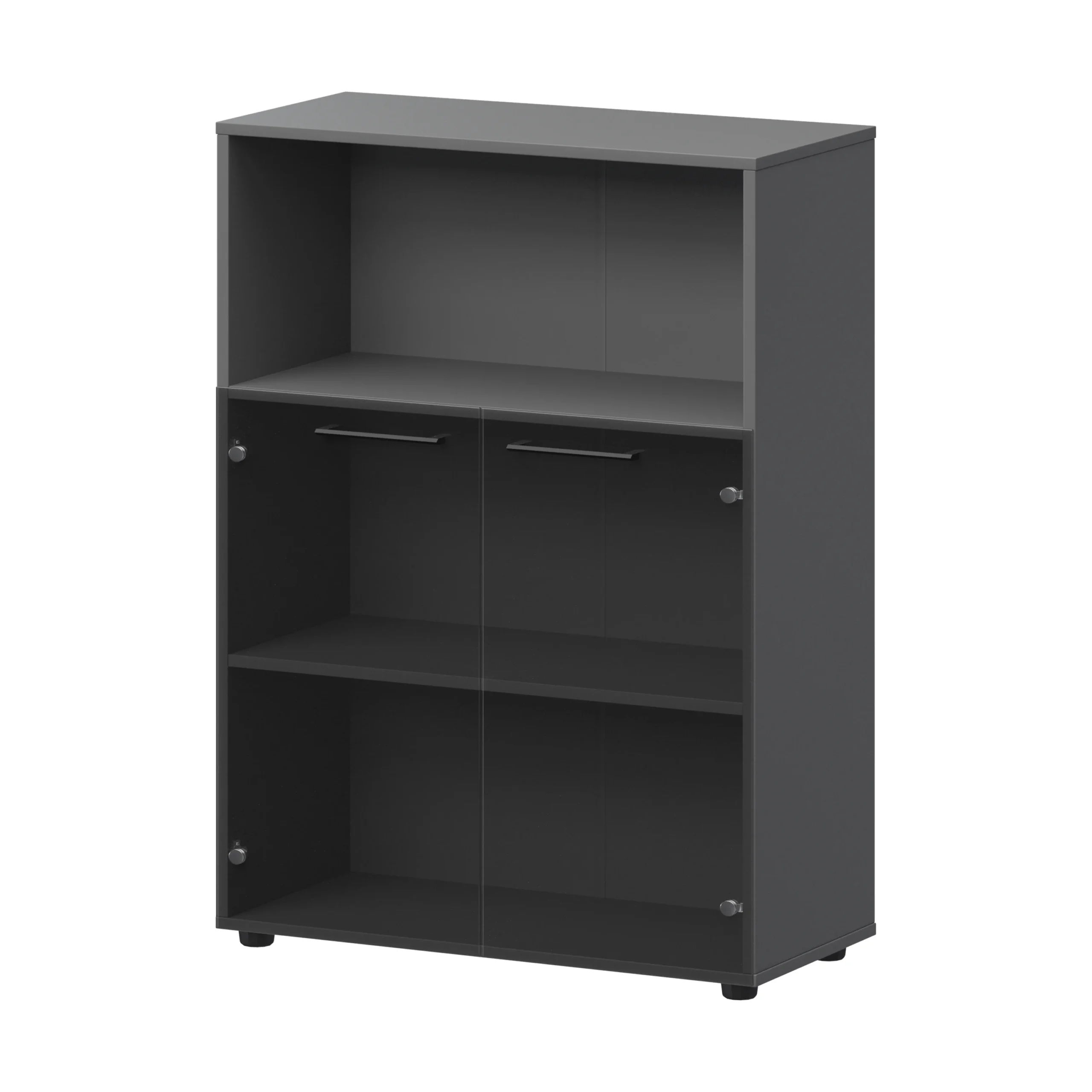Шкаф средний с нишей со стеклом Кортез (СМШ38.28S) 79.2 × 38 × 119 см — Графит Шкаф средний с нишей со стеклом Кортез (СМШ38.28S) 79.2 × 38 × 119 см