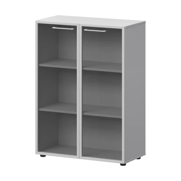 Шкаф средний со стеклом в ал. рамке Кортез (СМШ38RS(Б)) 79.2 × 38 × 119 см