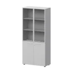 Шкаф высокий закрытый с стеклом в алюминиевой раме Кортез (СМШ58.28F.38RSМ(Б)) 79.2 × 38.2 × 199 см