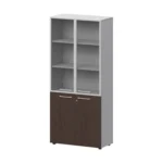 Шкаф высокий закрытый с стеклом в алюминиевой раме Кортез (СМШ58.28F.38RSМ(Б)) 79.2 × 38.2 × 199 см