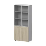 Шкаф высокий закрытый с стеклом в алюминиевой раме Кортез (СМШ58.28F.38RSМ(Б)) 79.2 × 38.2 × 199 см