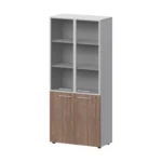 Шкаф высокий закрытый с стеклом в алюминиевой раме Кортез (СМШ58.28F.38RSМ(Б)) 79.2 × 38.2 × 199 см