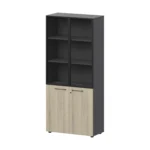 Шкаф высокий закрытый с стеклом в алюминиевой раме Кортез (СМШ58.28F.38RSМ(Ч)) 79.2 × 38.2 × 199 см
