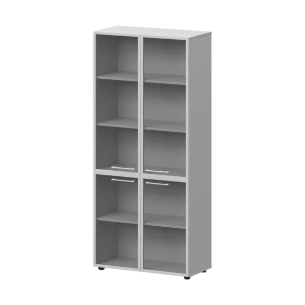 Шкаф высокий закрытый с стеклом в алюминиевой раме Кортез (СМШ58.28RS.38RSМ(Б)) 79.2 × 38.2 × 199 см