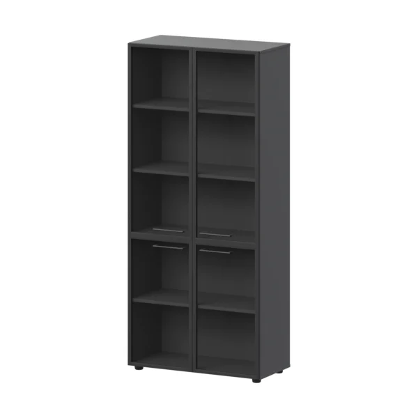 Шкаф высокий закрытый с стеклом в алюминиевой раме Кортез (СМШ58.28RS.38RSМ(Ч)) 79.2 × 38.2 × 199 см