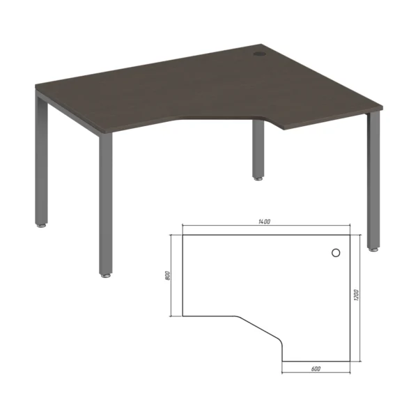 Эргономичный стол правый Тренд металл (Trend Metal) 140 × 120 × 75 см