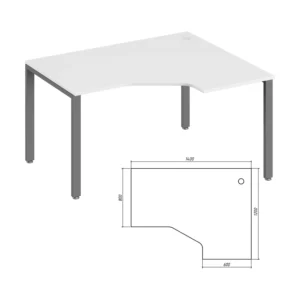 Эргономичный стол правый Тренд металл (Trend Metal) 140 × 120 × 75 см — арт. TDM32215345