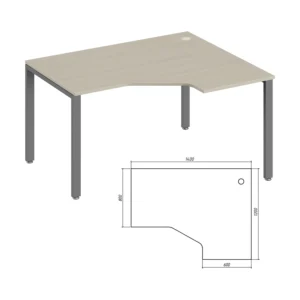 Эргономичный стол правый Тренд металл (Trend Metal) 140 × 120 × 75 см — арт. TDM32215385