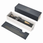 Ручка шариковая PARKER "IM Premium Black GT", корпус черный матовый с гравировкой, позолоченные детали, синяя, 1931667 — арт. SAMSON-142515