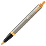 Ручка шариковая PARKER "IM Core Brushed Metal GT", серебристый матовый лак, позолота, синяя, 1931670 — арт. SAMSON-142542