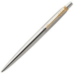 Ручка шариковая PARKER "Jotter Core Stainless Steel GT", корпус серебро, позолота, синяя, 1953182 — арт. SAMSON-142376
