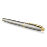 Ручка перьевая PARKER "IM Core Brushed Metal GT", серебристый матовый лак, позолота, синяя, 1931649 — арт. SAMSON-142540