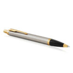 Ручка шариковая PARKER "IM Core Brushed Metal GT", серебристый матовый лак, позолота, синяя, 1931670 — арт. SAMSON-142542