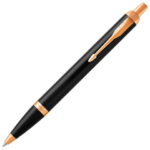 Ручка шариковая PARKER "IM Core Black Lacquer GT", черный глянцевый лак, позолота, синяя, 1931666 — арт. SAMSON-142533