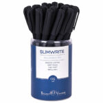Ручка шариковая BRUNO VISCONTI "SlimWrite", "Black", СИНЯЯ, корпус черный, узел 0,5 мм, линия письма 0,3 мм, 20-0009 — арт. SAMSON-142911