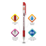 Ручка шариковая масляная с грипом BRAUBERG "Max-Oil", КРАСНАЯ, игольчатый узел 0,7 мм, линия письма 0,35 мм, 142143 — арт. SAMSON-142143