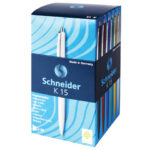 Ручка шариковая автоматическая SCHNEIDER (Германия) "К15", СИНЯЯ, корпус ассорти, узел 1 мм, линия письма 0,5 мм, 130800 — арт. SAMSON-141214