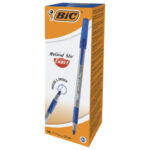 Ручка шариковая с грипом BIC "Round Stic Exact", СИНЯЯ, корпус серый, узел 0,7 мм, линия письма 0,28 мм, 918543 — арт. SAMSON-141767