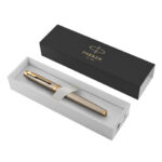 Ручка-роллер PARKER "IM Core Brushed Metal GT", серебристый матовый лак, позолота, черная, 1931663 — арт. SAMSON-142541