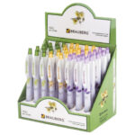 Ручка шариковая автоматическая с грипом BRAUBERG "Herb Time", СИНЯЯ, корпус ассорти, узел 0,7 мм, линия письма 0,35 мм, 141286