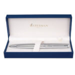 Ручка подарочная шариковая WATERMAN "Hemisphere Stainless Steel CT", серебристый корпус, палладиевое покрытие, синяя, S0920470 — арт. SAMSON-141694