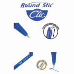 Ручка шариковая автоматическая BIC "Round Stic Clic", СИНЯЯ, узел 1 мм, линия письма 0,32 мм, 926376 — арт. SAMSON-141772