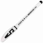 Ручка гелевая с грипом STAFF "Manager" GP-196, ЧЕРНАЯ, корпус белый, игольчатый узел 0,5 мм, линия письма 0,35 мм, 142393 — арт. SAMSON-142393