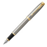 Ручка перьевая PARKER "IM Core Brushed Metal GT", серебристый матовый лак, позолота, синяя, 1931649 — арт. SAMSON-142540