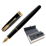 Ручка перьевая PARKER "Sonnet Core Matt Black GT", корпус черный матовый лак, позолоченные детали, черная, 1931516 — арт. SAMSON-142357