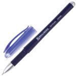 Ручка гелевая с грипом BRAUBERG "FINE GEL SOFT", СИНЯЯ, игольчатый узел 0,5 мм, линия письма 0,35 мм, 141182