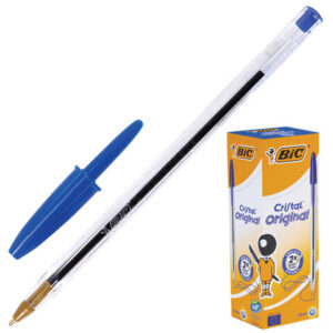 Ручка шариковая BIC "Cristal", СИНЯЯ, корпус прозрачный, узел 1 мм, линия письма 0,32 мм, 847898/528921 — арт. SAMSON-140053