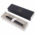 Ручка перьевая PARKER "IM Core Black Lacquer GT", черный глянцевый лак, позолота, синяя, 1931645 — арт. SAMSON-142531
